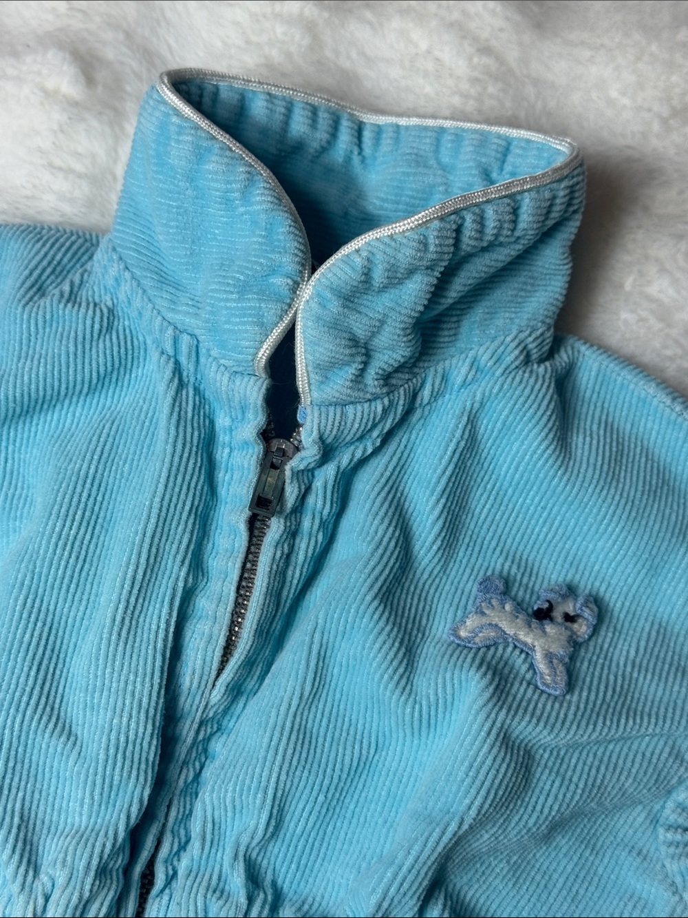Vintage Mineto Corduroy Jumper One Piece Baby Blue Zip Up 6-9 Months - Picture 11 of 13